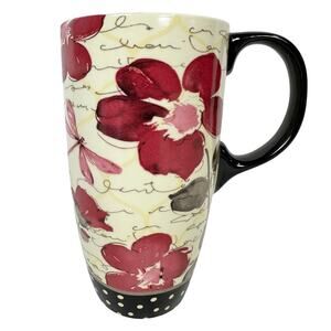 Topadorn 17 oz Tall Ceramic Latte Mug Cup Dragonfly / Flowers